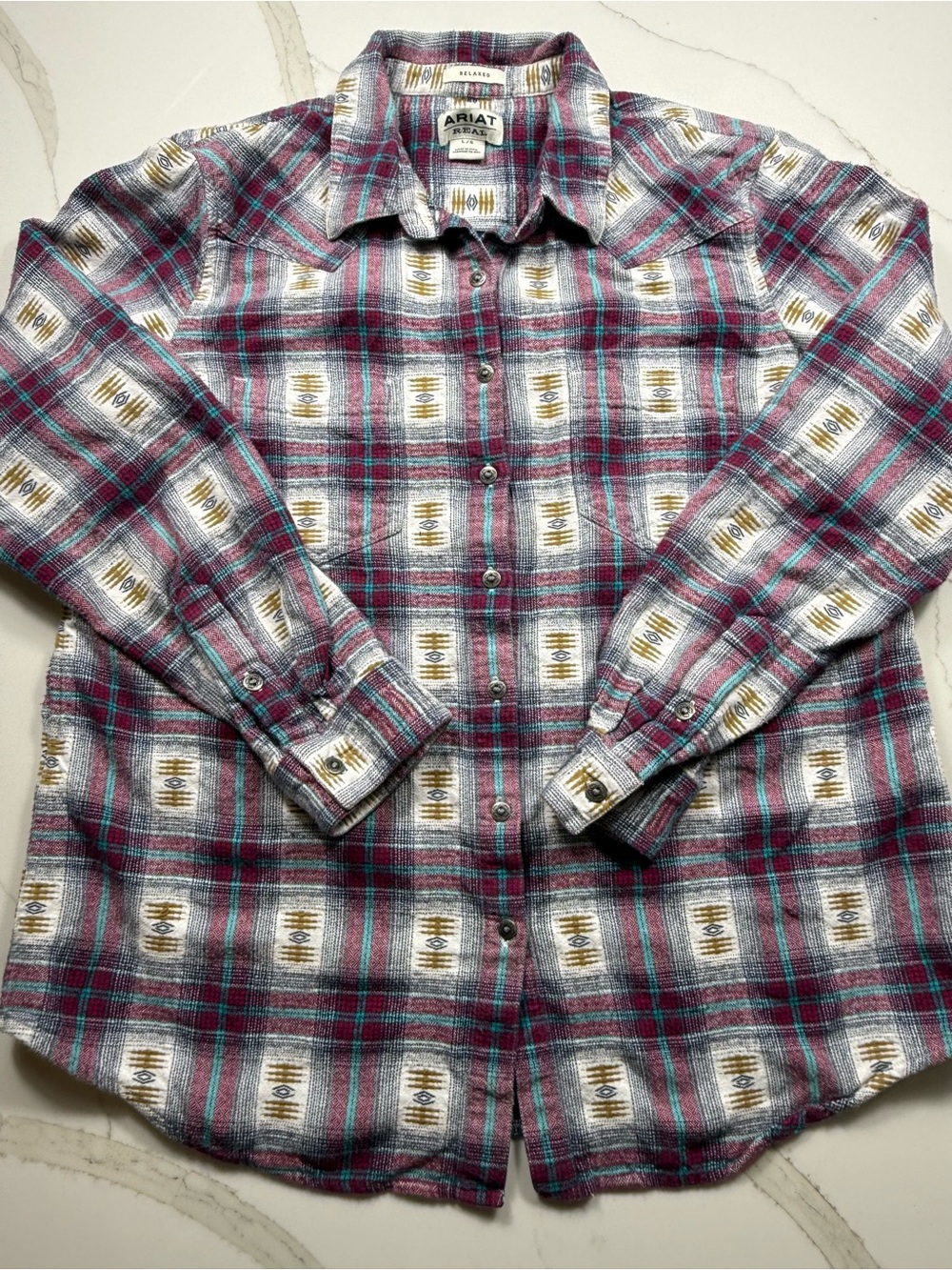 Ariat Women’s Button-Up Shirt - Burgundy & Teal